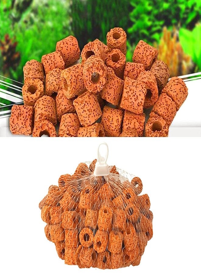 VAYINATO® Red Porous Ceramic Ring and Net Bag Aquarium Filter Media for Enhancing Water Quality and Clarity (500 G) by Petzlifeworld - Image 3